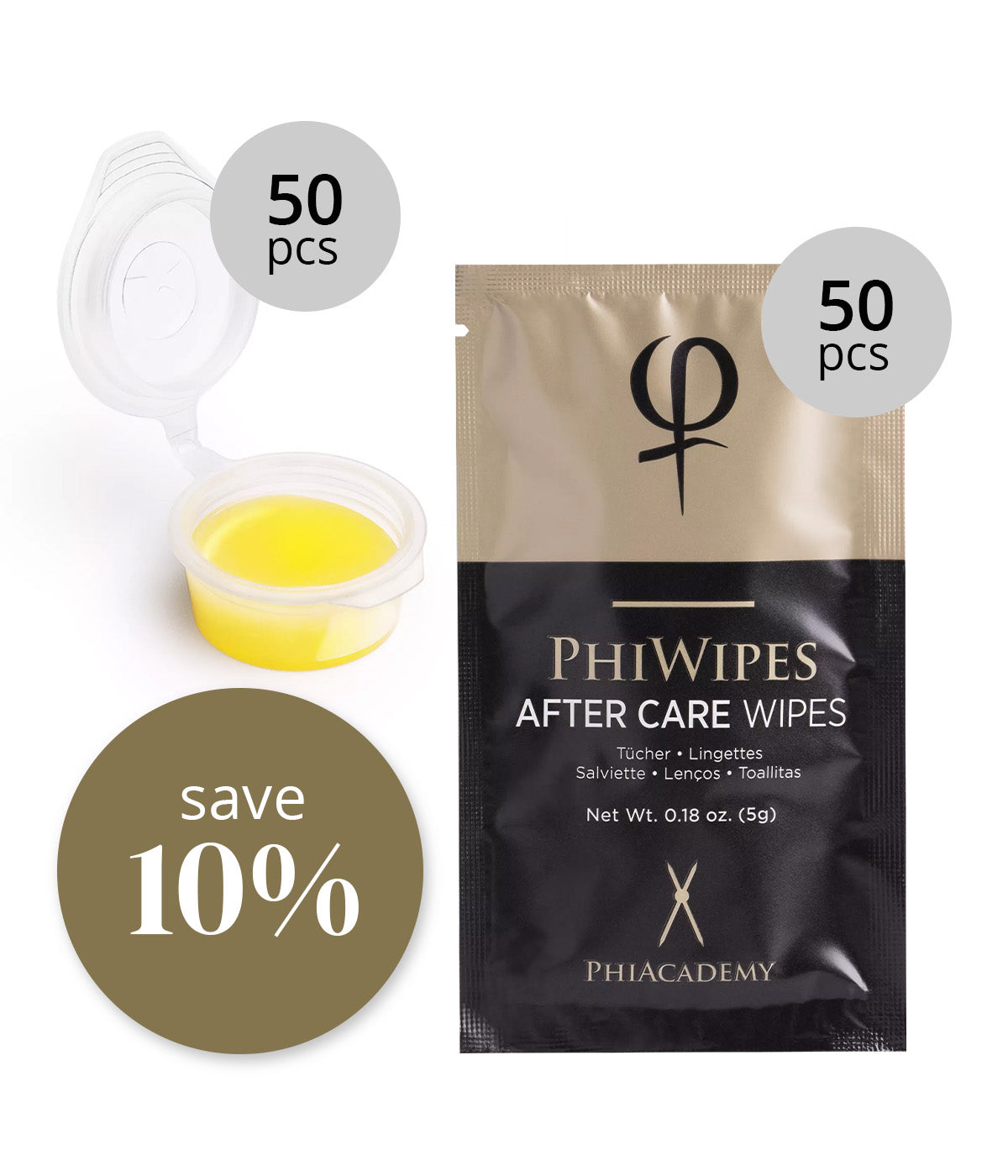 Phi Wipes After Care Wipes 50pcs + Skin Candy Monodose Balm 50pcs